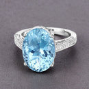8.84 Carat Genuine Aquamarine and White Diamond 14K White Gold Ring-5