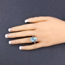 8.84 Carat Genuine Aquamarine and White Diamond 14K White Gold Ring-6