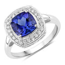 2.26 Carat Genuine Tanzanite and White Diamond 14K White Gold Ring-4