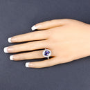 2.94 Carat Genuine Tanzanite and White Diamond 14K White Gold Ring-6