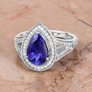 2.60 Carat Genuine Tanzanite and White Diamond 14K White Gold Ring-5