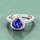 2.33 Carat Genuine Tanzanite and White Diamond 14K White Gold Ring-5