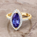 2.33 Carat Genuine Tanzanite and White Diamond 14K Yellow Gold Ring-5