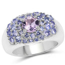 2.43 Carat Genuine Amethyst and Tanzanite .925 Sterling Silver Ring-5