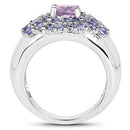 2.43 Carat Genuine Amethyst and Tanzanite .925 Sterling Silver Ring-6