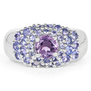 2.43 Carat Genuine Amethyst and Tanzanite .925 Sterling Silver Ring-8