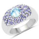 2.78 Carat Genuine Blue Topaz and Tanzanite .925 Sterling Silver Ring-4