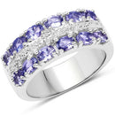 2.05 Carat Genuine Tanzanite and White Topaz .925 Sterling Silver Ring-5