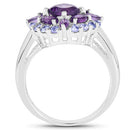 2.19 Carat Genuine Amethyst and Tanzanite .925 Sterling Silver Ring-5