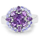 2.19 Carat Genuine Amethyst and Tanzanite .925 Sterling Silver Ring-6