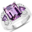 4.30 Carat Genuine Amethyst .925 Sterling Silver Ring-2