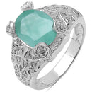 2.52 Carat Genuine Emerald & White Topaz .925 Sterling Silver Ring-5
