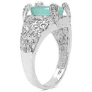 2.52 Carat Genuine Emerald & White Topaz .925 Sterling Silver Ring-6