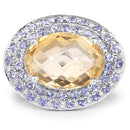 5.78 Carat Genuine Citrine and Tanzanite .925 Sterling Silver Ring-8