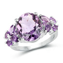 5.35 Carat Genuine Amethyst .925 Sterling Silver Ring-5