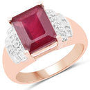 14K Rose Gold Plated 4.26 Carat Genuine Glass Filled Ruby and White Topaz .925 Sterling Silver Ring-4