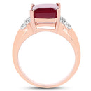 14K Rose Gold Plated 4.26 Carat Genuine Glass Filled Ruby and White Topaz .925 Sterling Silver Ring-5