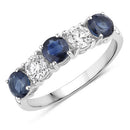 1.31 Carat Genuine Blue Sapphire and Lab Grown Diamond 14K White Gold Ring-2