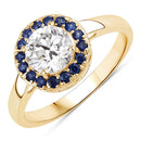 1.32 Carat Genuine Blue Sapphire and Lab Grown Diamond 14K Yellow Gold Ring-2