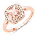 1.36 Carat Genuine Morganite and White Diamond 14K Rose Gold Ring-2