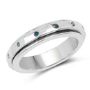 0.14 Carat Genuine Blue Diamond .925 Sterling Silver Ring-4