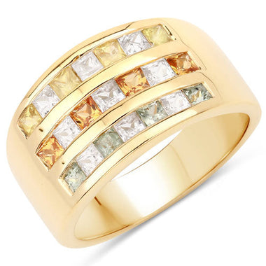 1.68 Carat Genuine Multi Sapphire .925 Sterling Silver Ring - 0
