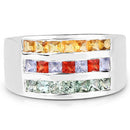 1.69 Carat Genuine Multi Sapphire .925 Sterling Silver Ring-6