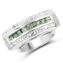 1.08 Carat Genuine Green Sapphire .925 Sterling Silver Ring-4