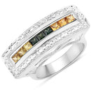 1.08 Carat Genuine Multi Sapphire .925 Sterling Silver Ring-1