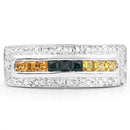 1.08 Carat Genuine Multi Sapphire .925 Sterling Silver Ring-3