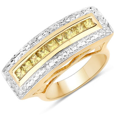 1.08 Carat Genuine Yellow Sapphire .925 Sterling Silver Ring