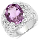 8.24 Carat Genuine Amethyst and White Topaz .925 Sterling Silver Ring-1