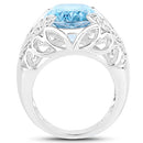 11.29 Carat Genuine Blue Topaz and White Topaz .925 Sterling Silver Ring-5