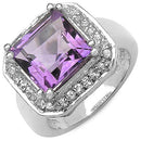 4.91 Carat Genuine Amethyst & White Topaz .925 Sterling Silver Ring-4