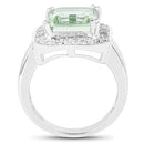 5.21 Carat Genuine Green Amethyst and White Topaz .925 Sterling Silver Ring-5