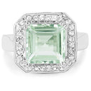 5.21 Carat Genuine Green Amethyst and White Topaz .925 Sterling Silver Ring-6