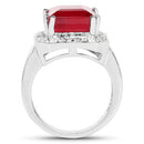 6.36 Carat Glass Filled Ruby and White Topaz .925 Sterling Silver Ring-5