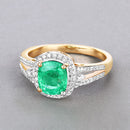 1.65 Carat Genuine Ethiopian Emerald and White Diamond 14K Yellow Gold Ring-4