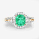 1.65 Carat Genuine Ethiopian Emerald and White Diamond 14K Yellow Gold Ring-8