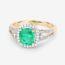 1.65 Carat Genuine Ethiopian Emerald and White Diamond 14K Yellow Gold Ring-9
