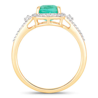 1.65 Carat Genuine Ethiopian Emerald and White Diamond 14K Yellow Gold Ring - 0