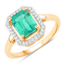 1.62 Carat Genuine Ethiopian Emerald and White Diamond 14K Yellow Gold Ring-1