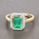 1.62 Carat Genuine Ethiopian Emerald and White Diamond 14K Yellow Gold Ring-4