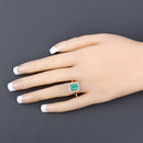 1.62 Carat Genuine Ethiopian Emerald and White Diamond 14K Yellow Gold Ring-5