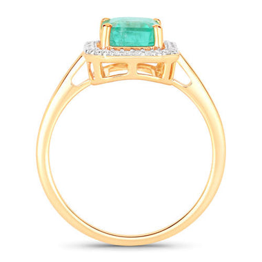 1.62 Carat Genuine Ethiopian Emerald and White Diamond 14K Yellow Gold Ring - 0