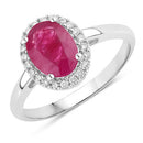 1.59 Carat Genuine Ruby and White Diamond 10K White Gold Ring-1