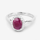 1.59 Carat Genuine Ruby and White Diamond 10K White Gold Ring-6