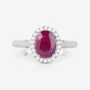 1.59 Carat Genuine Ruby and White Diamond 10K White Gold Ring-9