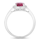 1.59 Carat Genuine Ruby and White Diamond 10K White Gold Ring-2