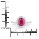 1.59 Carat Genuine Ruby and White Diamond 10K White Gold Ring-3